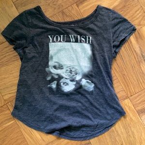 “you wish” tshirt with rose graphic!! like new!!